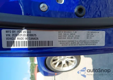 2020 Dodge Challenger R/T Scat Pack Widebody 50Th Anniversary из США, поврежденный, VIN 2C3CDZFJ2LH188675